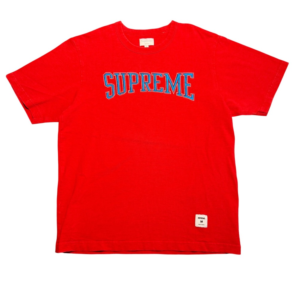 Supreme Red Arched Logo Premium T-Shirt Mens Size M Short Sleeve